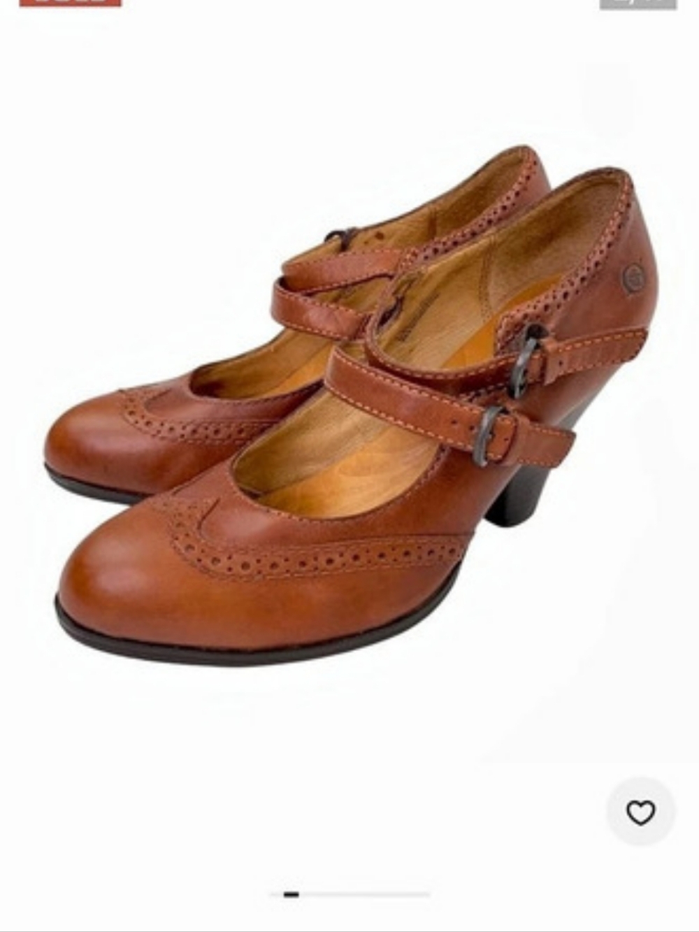 Born Davina Double Buckled Mary Jane Pump Mary Jane Leather Heels Brown US 8